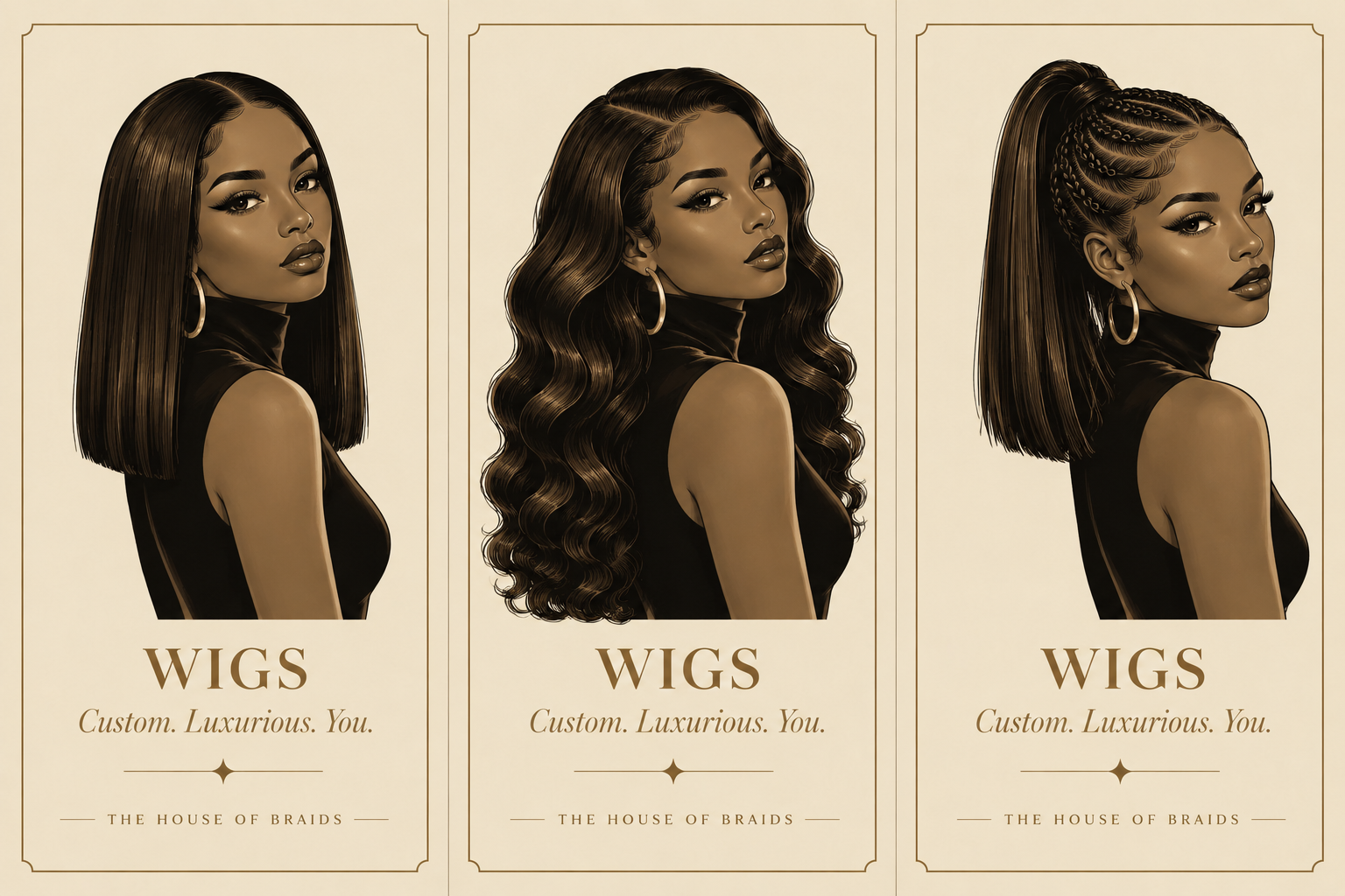 Sleek, wavy, and braided ponytail luxury sew-in styles